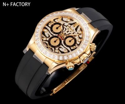 N Factory Rolex Tiger Daytona 40mm 7750/4310/4131 Movement 904L Steel Diamond Face Yellow Gold Case Watch